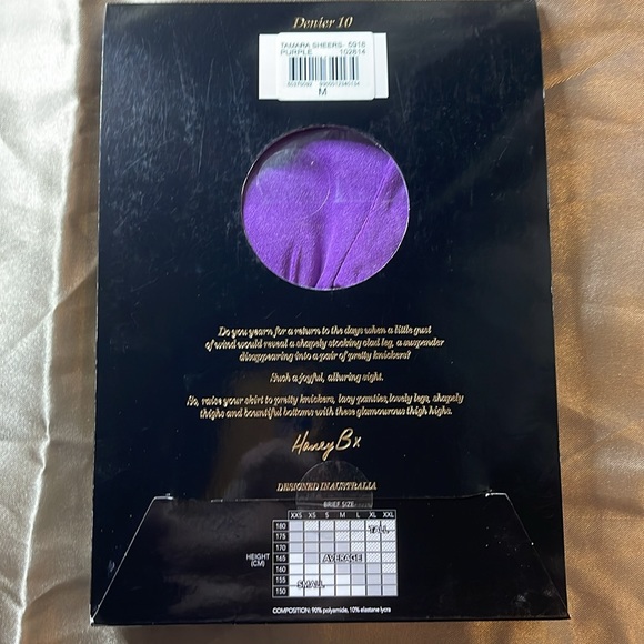 Honey Birdette Tamara Deep Purple Thigh High Stockings - Picture 2 of 2